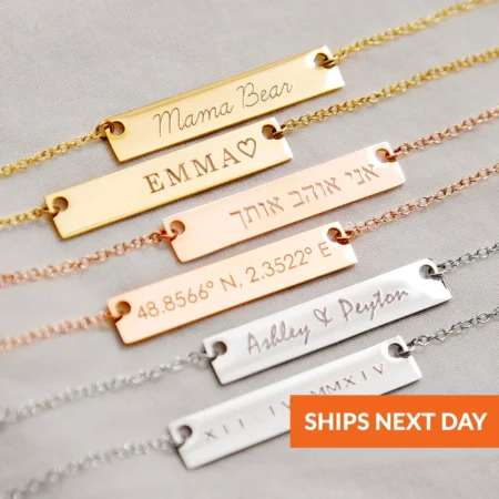 Bar Name Necklace Monogram
