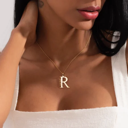 Big Initial Necklace Gold Letter