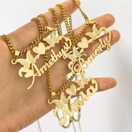 Dainty Name Butterfly Necklace