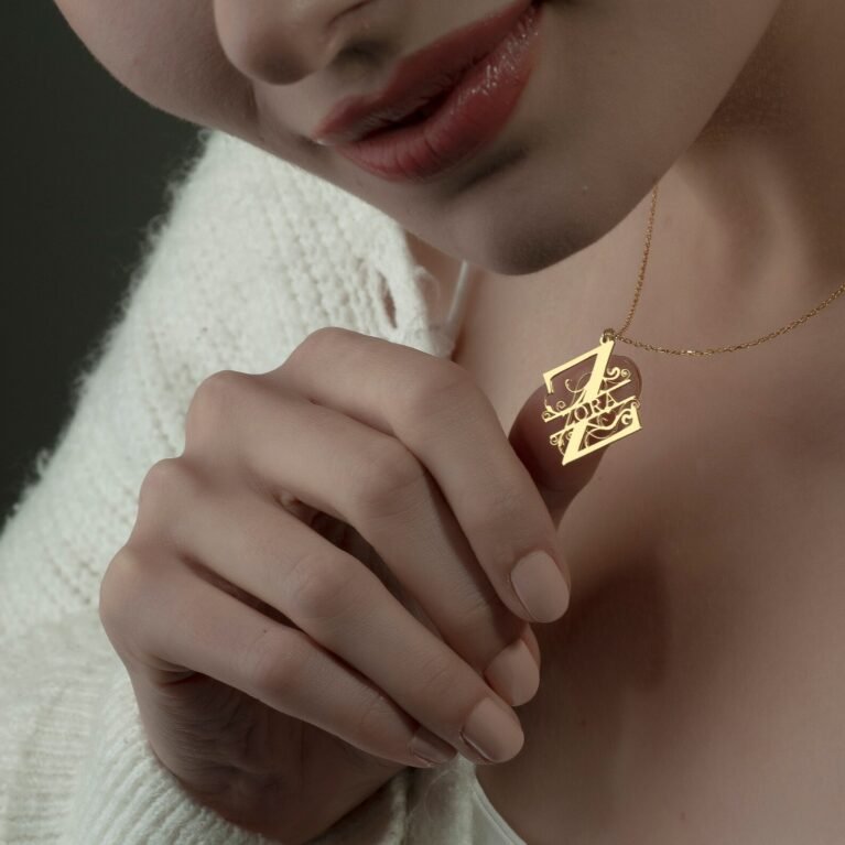 Gold Heart Name Necklace