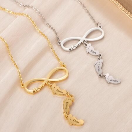 Infinite Motherly Love and Child Custom Infinite Name Necklace