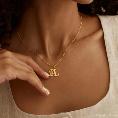 Initial Butterfly Necklace