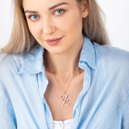 Personalized Initial Pendant Necklace with Butterfly