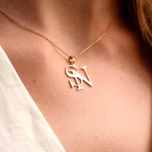 Personalized Two Initial Necklace, Custom Initial Pendant