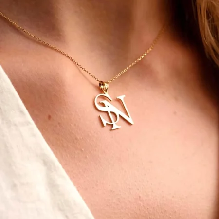 Personalized Two Initial Necklace, Custom Initial Pendant