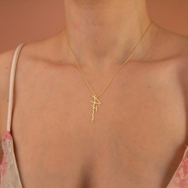 Vertical Name Necklace Gold Personalized Signature Necklace Handwriting